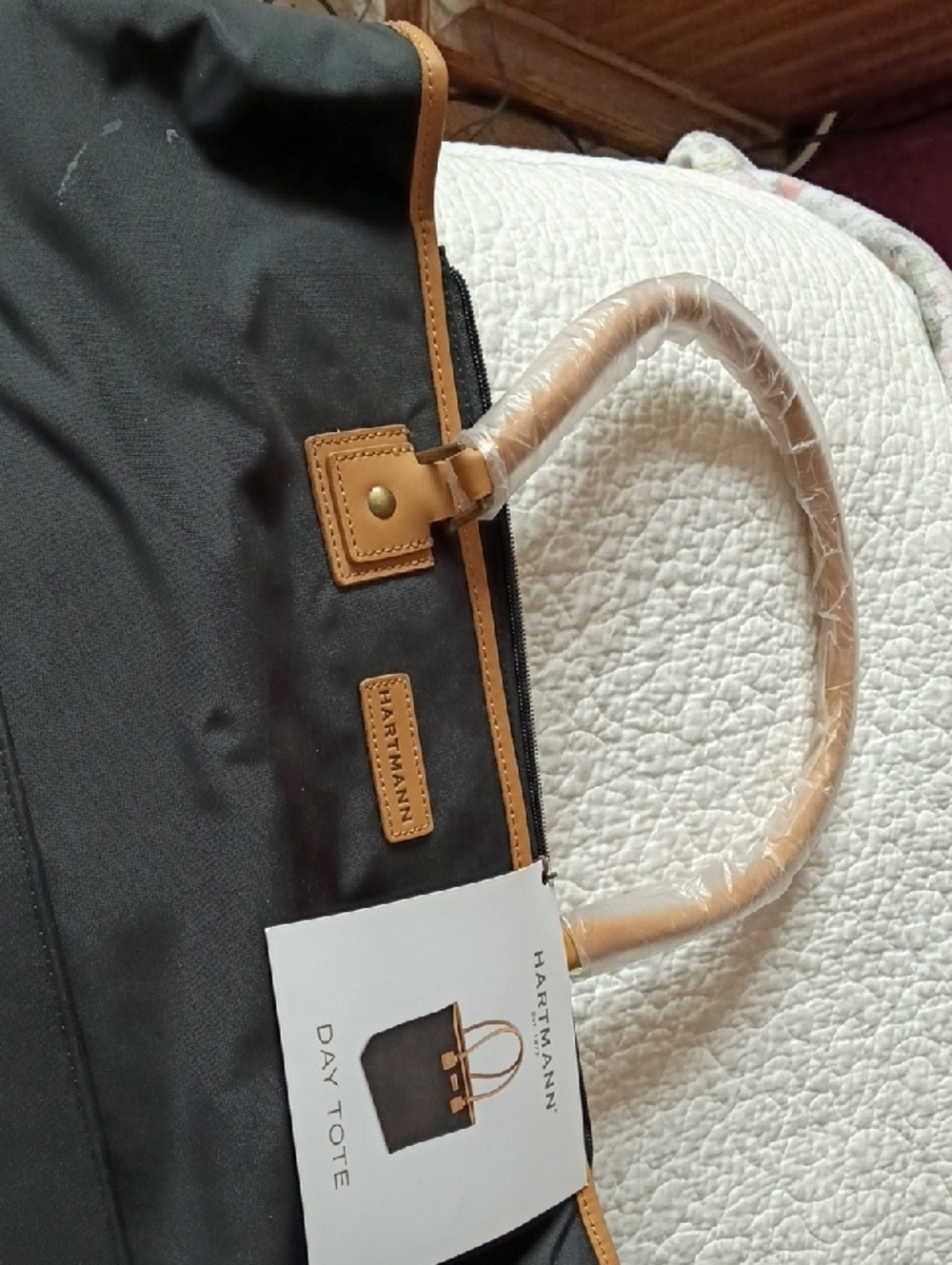 Black and Tan Day Tote From Hartmann, New With Tags